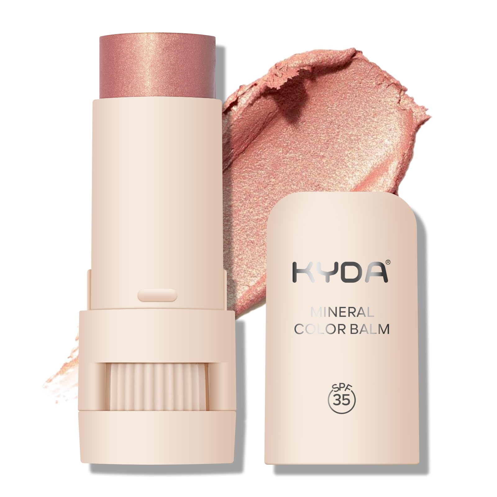 Mineral Color Balm, SPF 35 Multi Color Stick for Lips, Cheeks& Eyes, Blendable Creamy Lightweight Formula, Buildable Shimmer Finish, Multiuse Makeup Stick, Shy #07 Shy