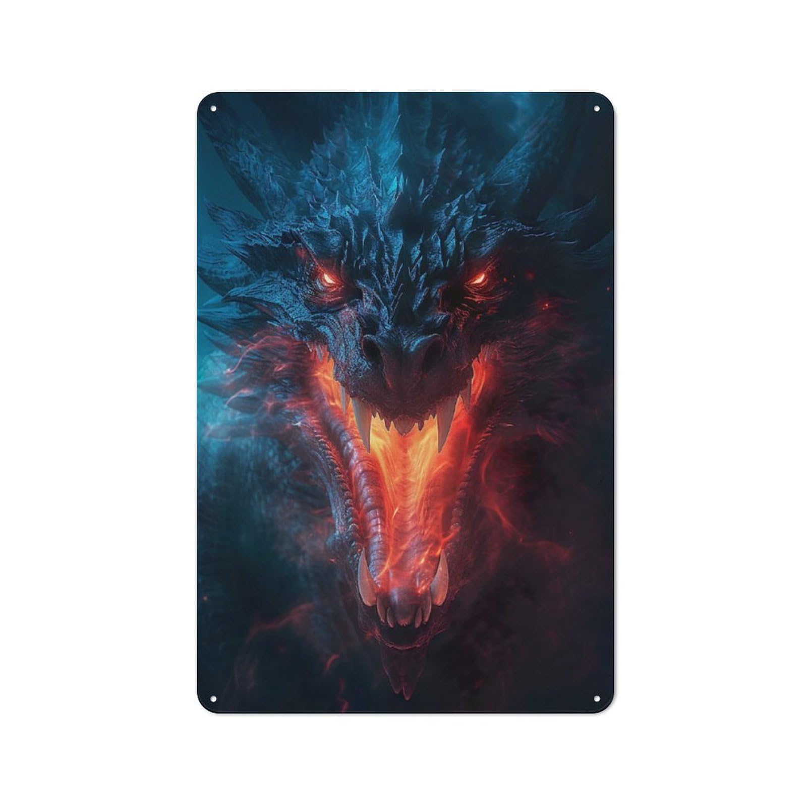 Junmoney Dangerous Dragon Garage Metal Sign 30X20cm, Retro Workshop Wall Decor For Tool Room, Garage, Studio Or Home Bar