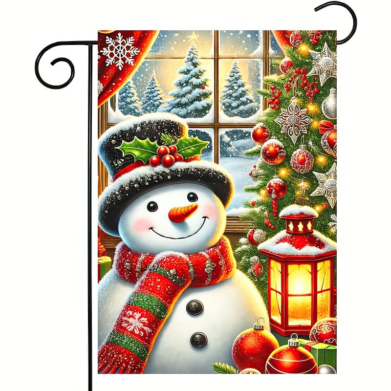 Image of BlissYard Christmas Garden Flag 12x18 Inch Snowman Lantern Yard Decor