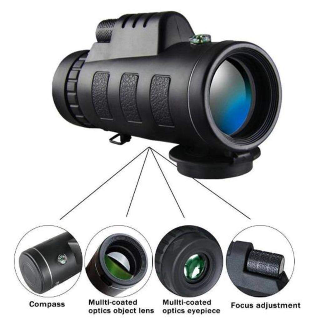 Przenośny monokular 60 x 80 High Definition Monokular, 22 mm, okular, wodoodporny, do obserwacji ptaków, na kemping, wędrówki, dla dorosłych, obserwacji ptaków, na zewnątrz, w podróż, zwiedzanie