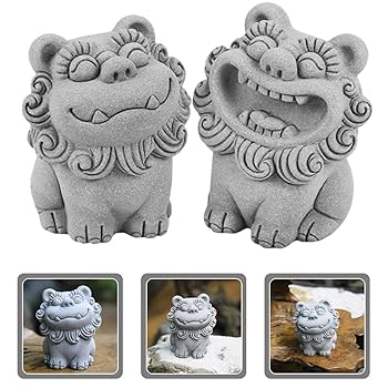 シーサー　狛犬 縁起物 置物 魔除け Amazon.co.jp: UPKOCH シーサー 置き物 獅子 魔除け 狛犬 玄関 2