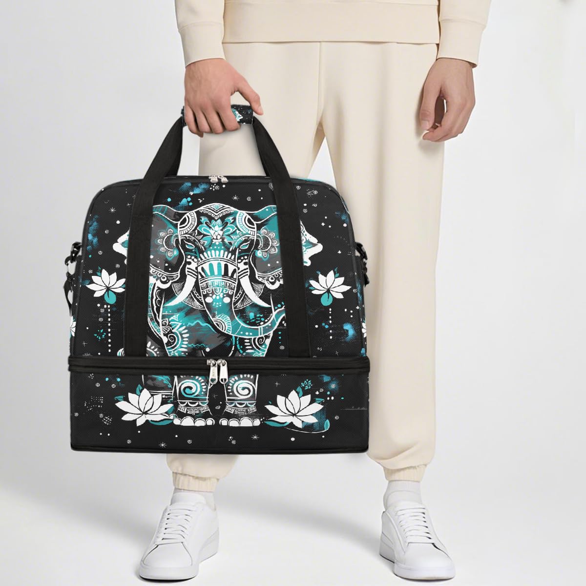 Borsone da viaggio pieghevole da viaggio, espandibile, con scomparto per scarpe, grande capacità, borsa da weekender, borsa da viaggio, sport, viaggi notturni