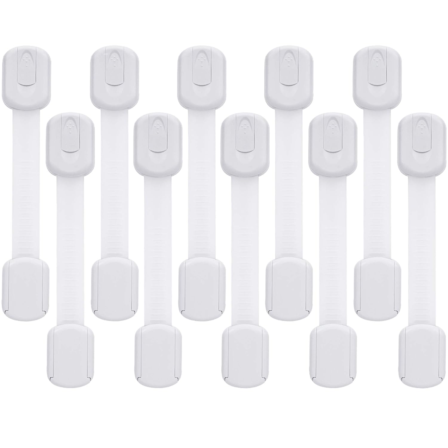 Goodv Child Safety Cabinet Locks - (10 Pack) Baby Proofing Latches to Drawer Door Fridge Oven Toilet Seat Kitchen Cupboard Appliance Trash Can with 3M Adhesive - Adjustable Strap No Drill No Tool