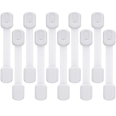 Goodv Child Safety Cabinet Locks - (10 Pack) Baby Proofing Latches to Drawer Door Fridge Oven Toilet Seat Kitchen Cupboard Appliance Trash Can with 3M Adhesive - Adjustable Strap No Drill No Tool