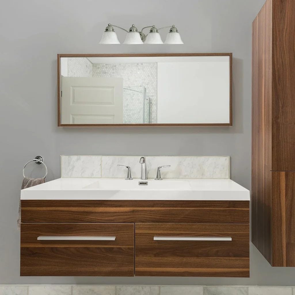 Nuvo 60/347 Empire Four Light Vanity with Alabaster Glass, Old Bronze, 29 in