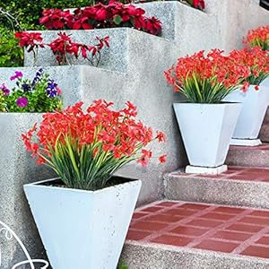12 Bundles Artificial Flowers Outdoor UV Resistant Fake Flowers No Fade Faux Plants Garden Porch Window Box Decorating (Deep Red) 12 Bundles Artificial Flowers Outdoor UV Resistant Fake Flowers No Fade Faux Plants Garden Porch Window Box Decorating Deep Red