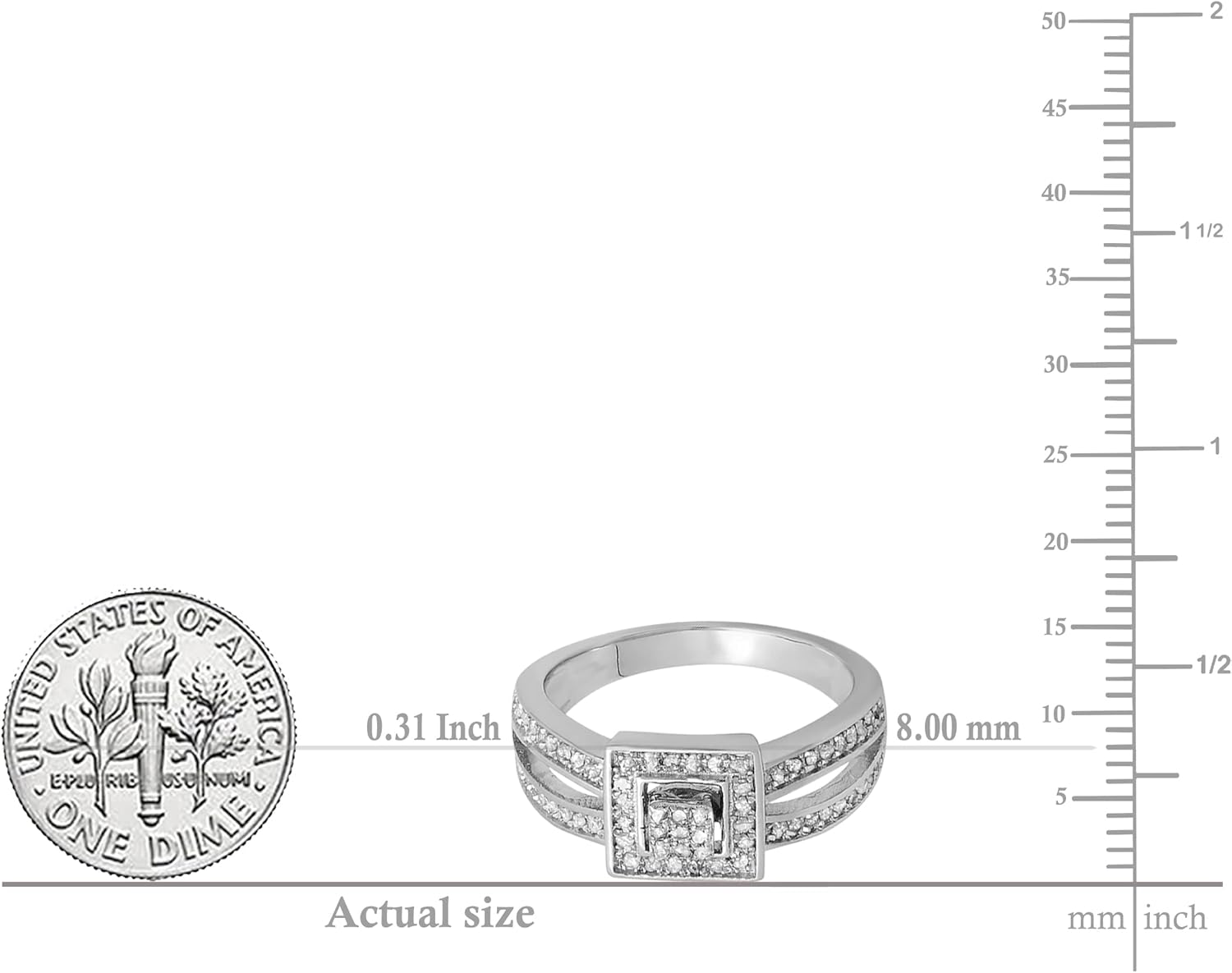 Dazzlingrock Collection 0.25 Ctw Round White Natural Diamond Bridal Engagement Ring 1/4 CT, Sterling Silver