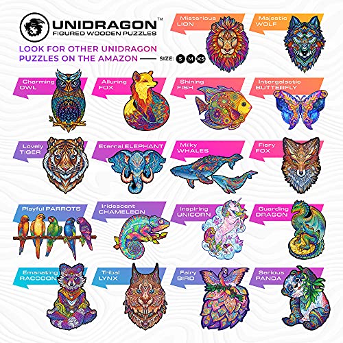 UNIDRAGON Wooden Jigsaw Puzzle, Best Gift for Adults and Kids, Unique Shape Jigsaw Pieces Shining Fish, 12.6 x 9.6 in… – Bild 4