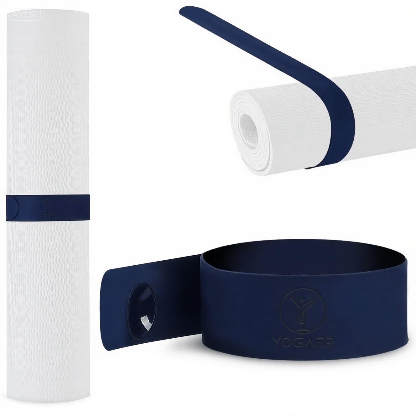 25" Yoga Mat Strap | Slap Band Holder for Carrying and Storage Mats | Rolled Scrunchie Yoga Essential Accessory