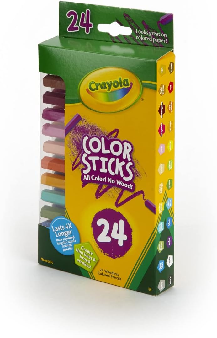 Crayola Color Stick Pencils, Assorted Colors, 24 Count, Multicolor (68-2324)