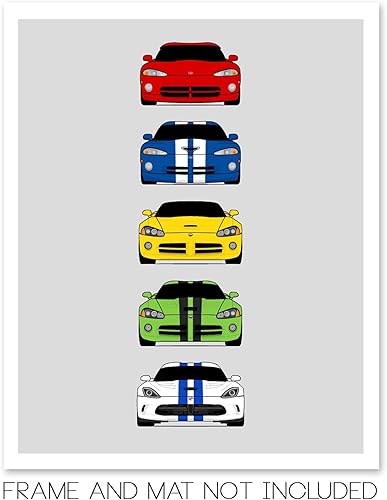 Vista 32 de Handmade Poster compatible with Dodge Charger Generations and Print of Dodge Charger - Multi, 11x14" Metallic Print (Unframed) - Gift for Car 3A.