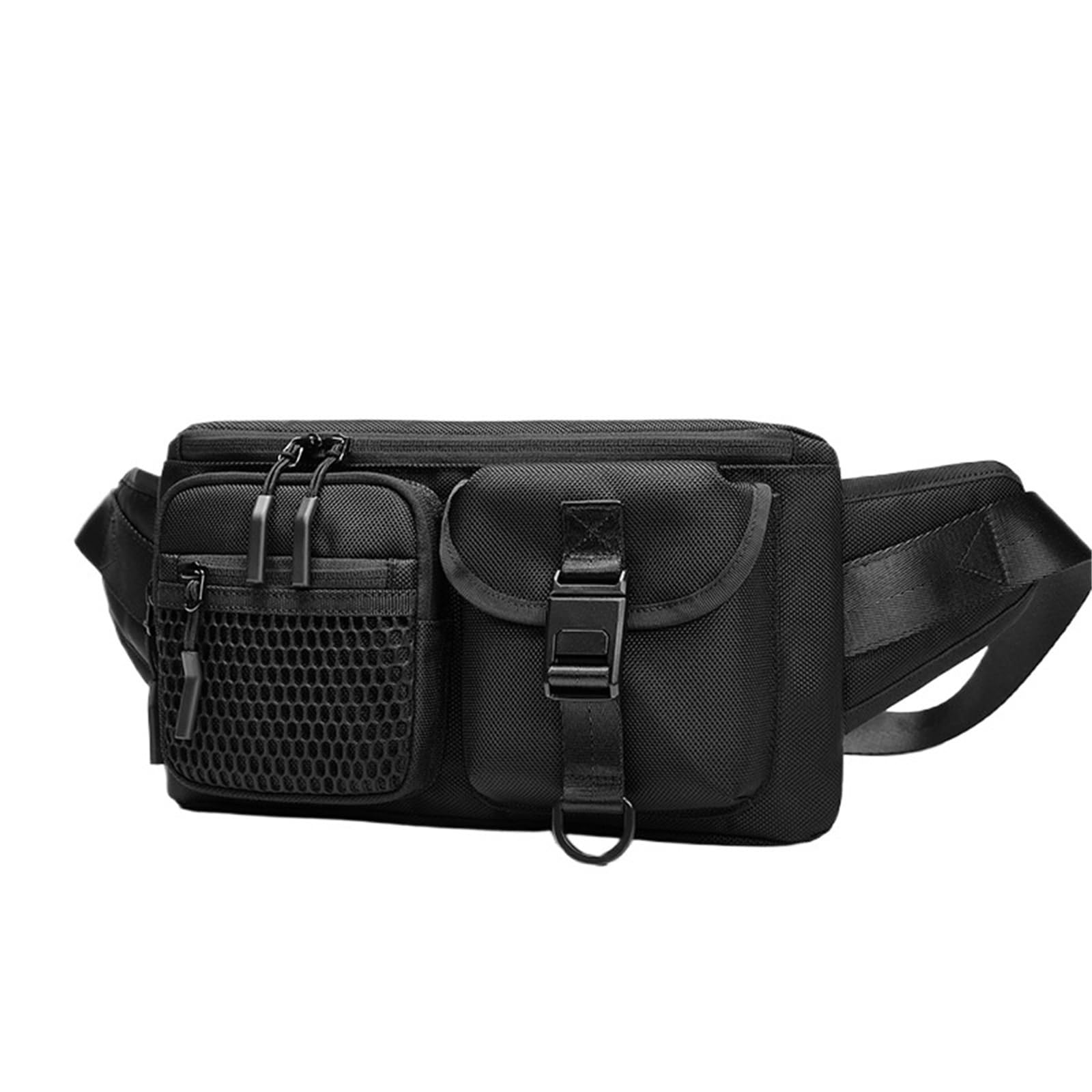 Sportowa wodoodporna torba na klatkę piersiową Oxford – mała torba na talię crossbody w japońskim stylu dla par, Czarny, One Size, Jeden styl