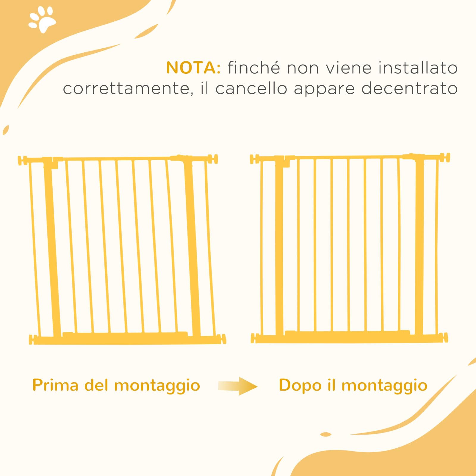 PawHut Cancelletto di Sicurezza per Animali Allargabile Facile Installazione con Supporti a Pressione Acciaio Resistente con una Finitura Verniciata a Polvere Bianco 76x76-82cm