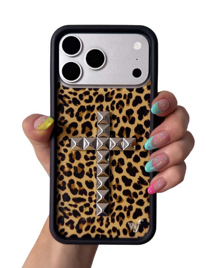 Image of Wildflower Cases - Compatible with iPhone 16 Pro Max | Protective Black Bumper, 6.5ft Drop Test Certified, Women Owned Small Business | Stud Cross Meow