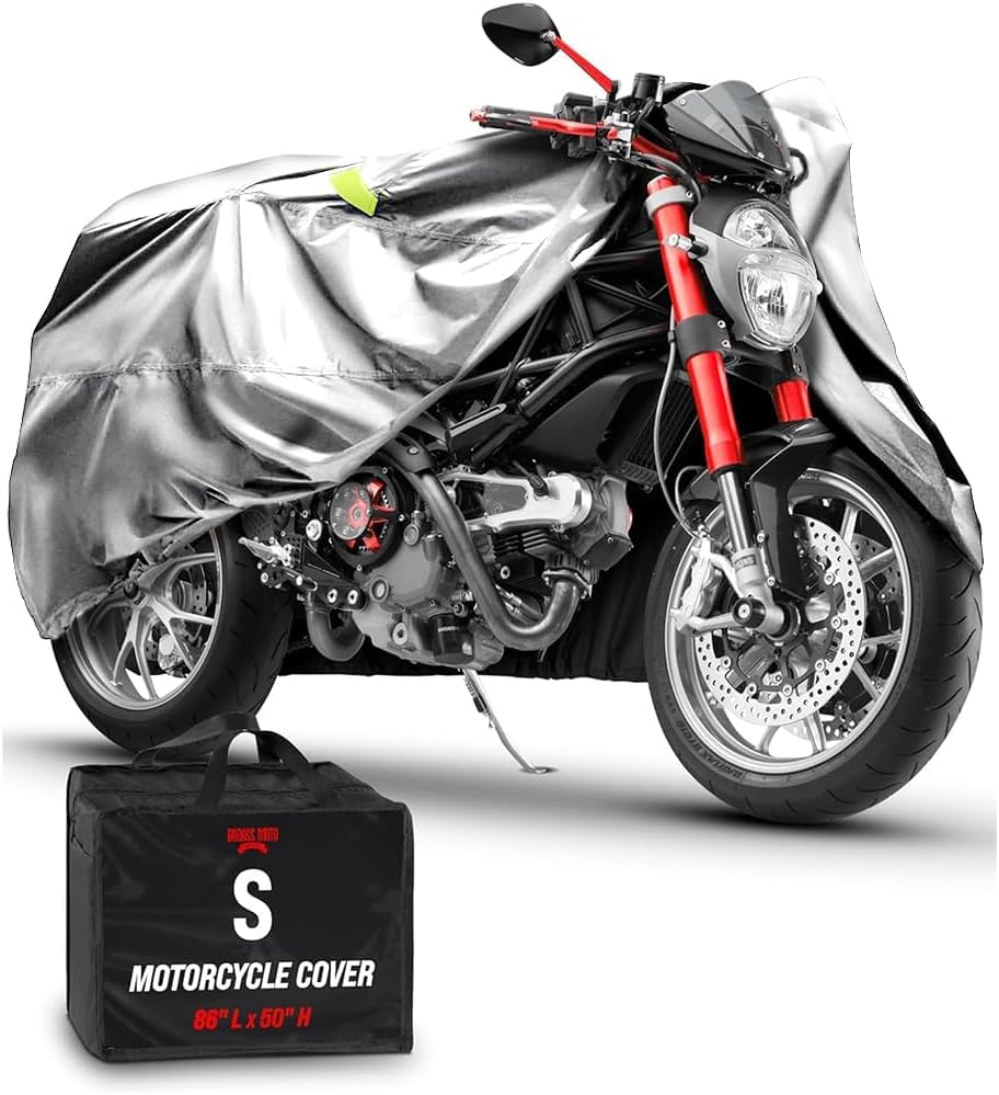Badass Moto Waterproof Motorcycle Cover Street &amp; Sport Bikes, Gray S 86"