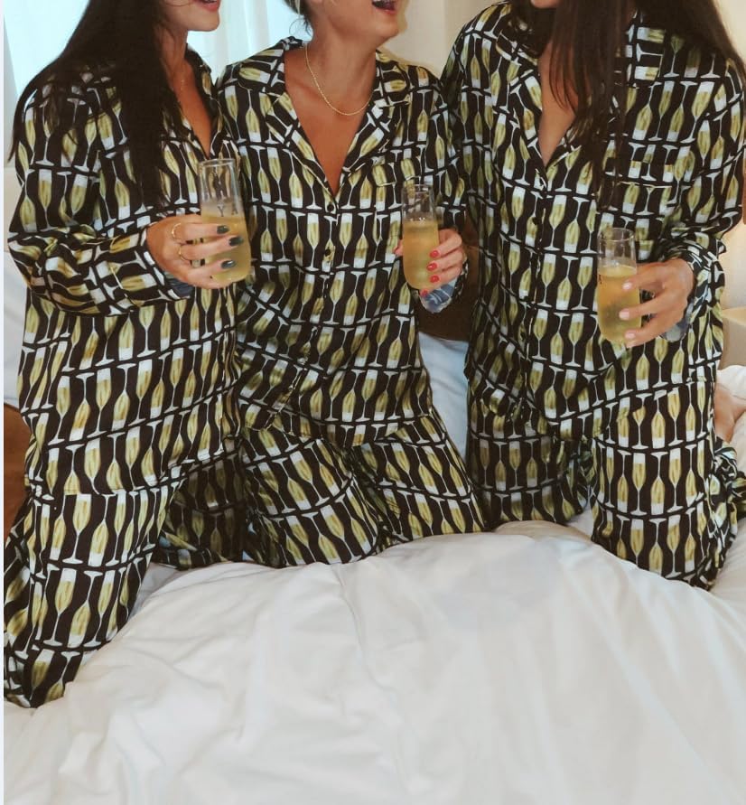 FEORJGP Women 2 Piece Christmas Pajamas Set Outfits Plaid Long Sleeve Button Down Shirt with Pants 2Pcs Pajamas Set Sleepwear - Image 6