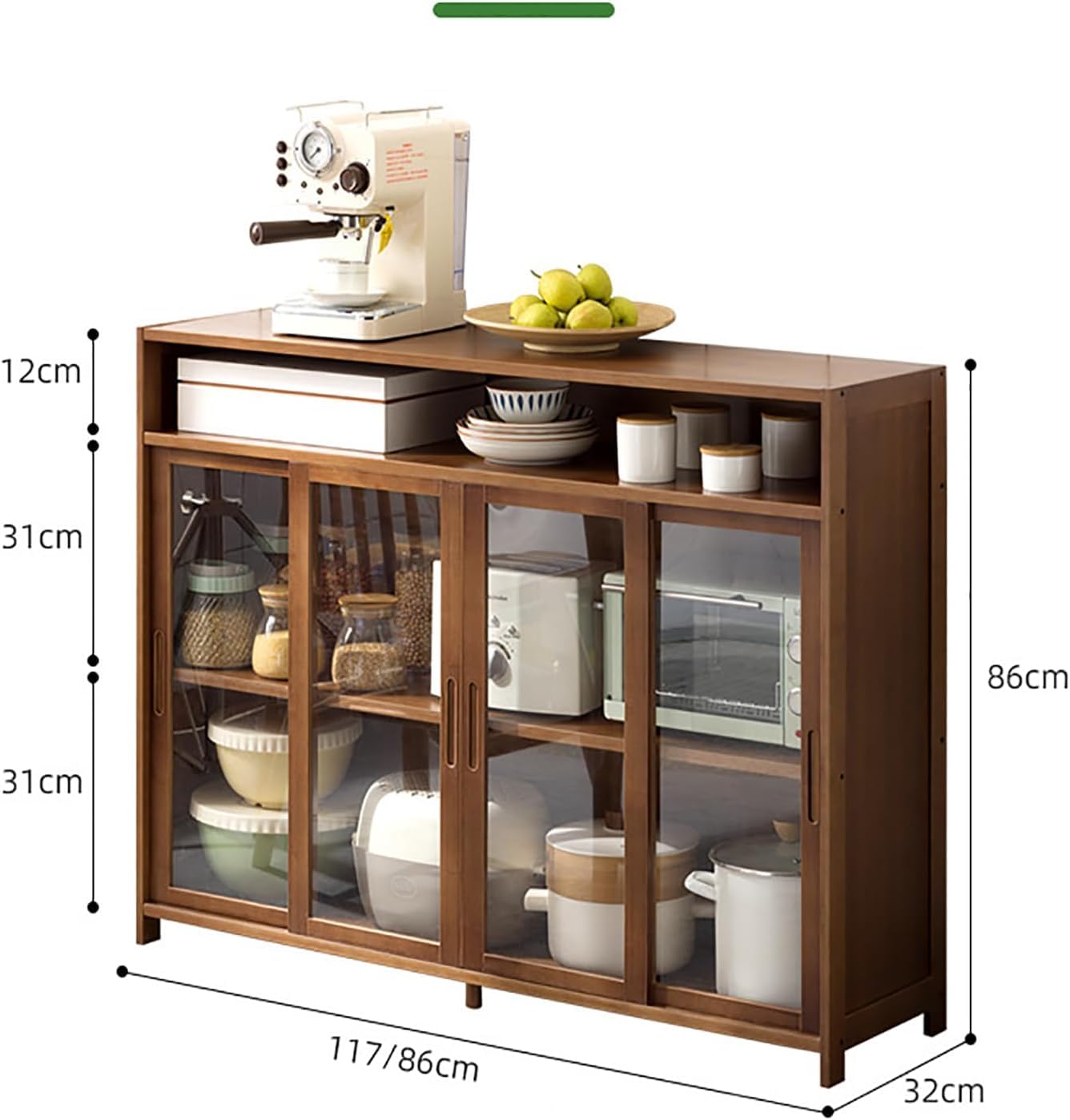 Mobile dispensa da Cucina a 3 Ripiani con rastrelliera per panettieri, Ideale per riporre pentole, Piatti e scorte Alimentari in Modo efficiente e salvaspazio, Ideale per Piccole cucine e AP
