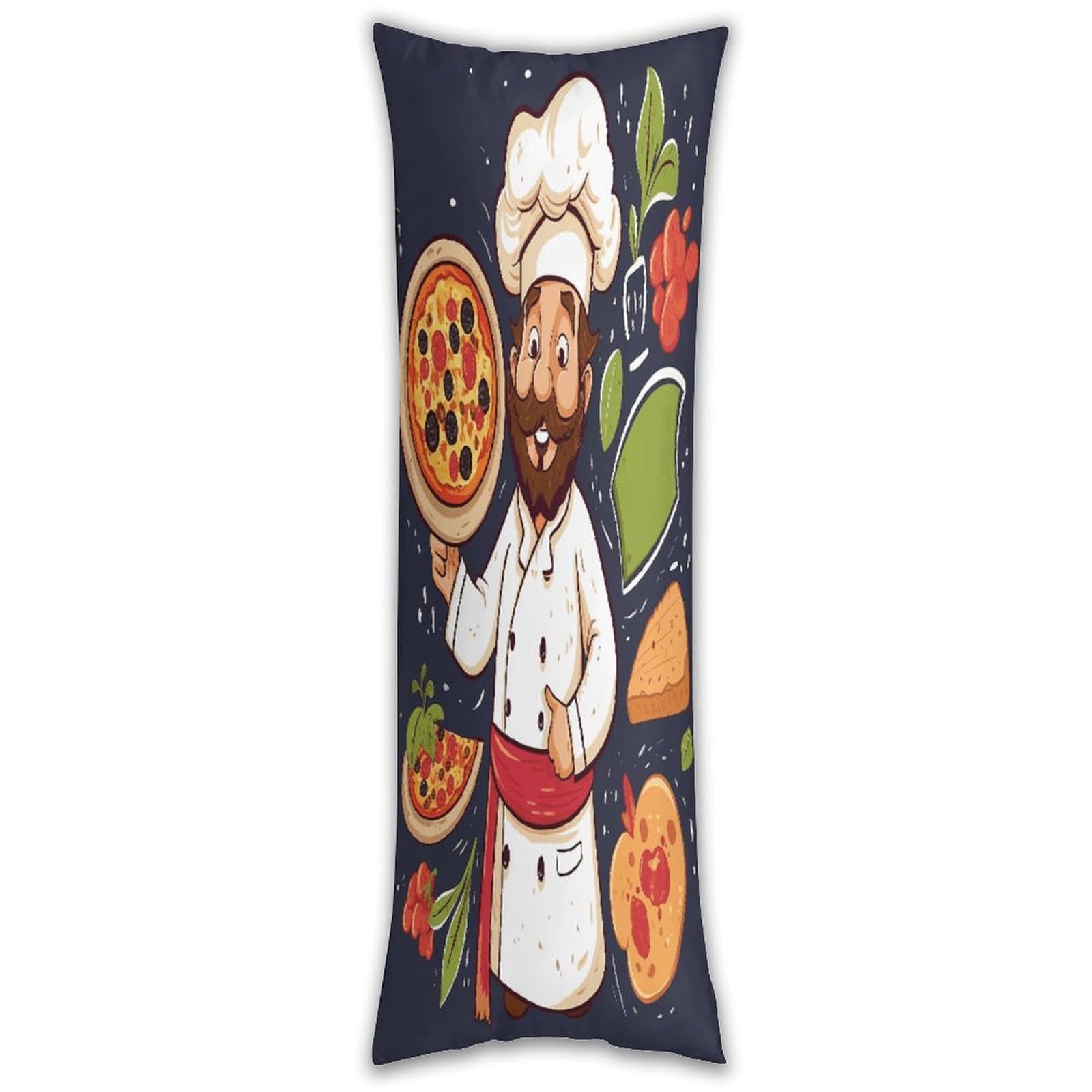 Chef Pizza Long Pillow Case with Zipper Ultra Soft Microfiber Long Pillow Cover Breathable Body Pillow Protector Soft Wrinkle Pillowcase for Bed Sofa Bedroom 53 X 19 in