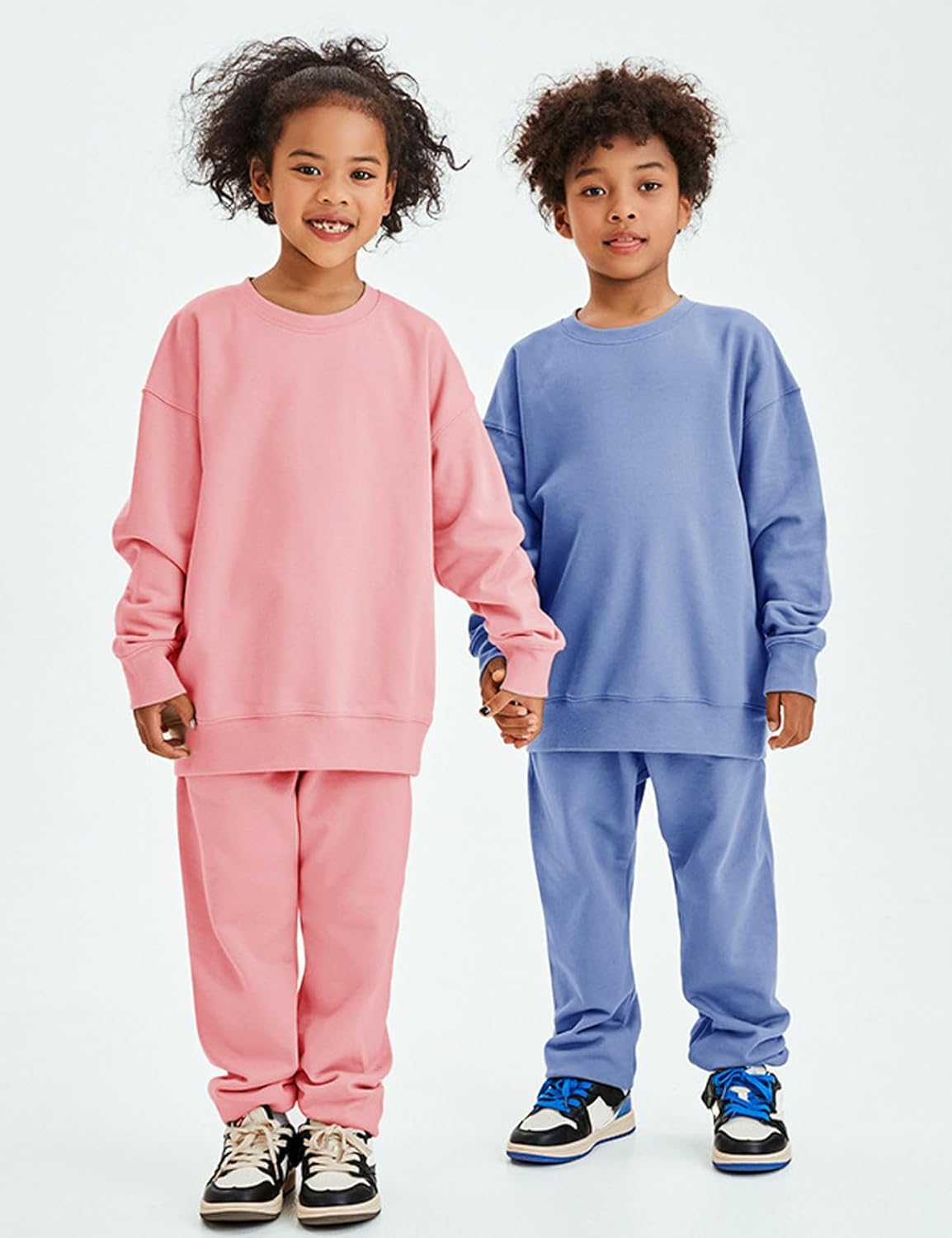 Flygo Boys Girls 2 Piece Outfits Fleece Kids Sweatsuit Crewneck Sweatshirt and Sweatpants Tracksuit Clothing Set - Image 4