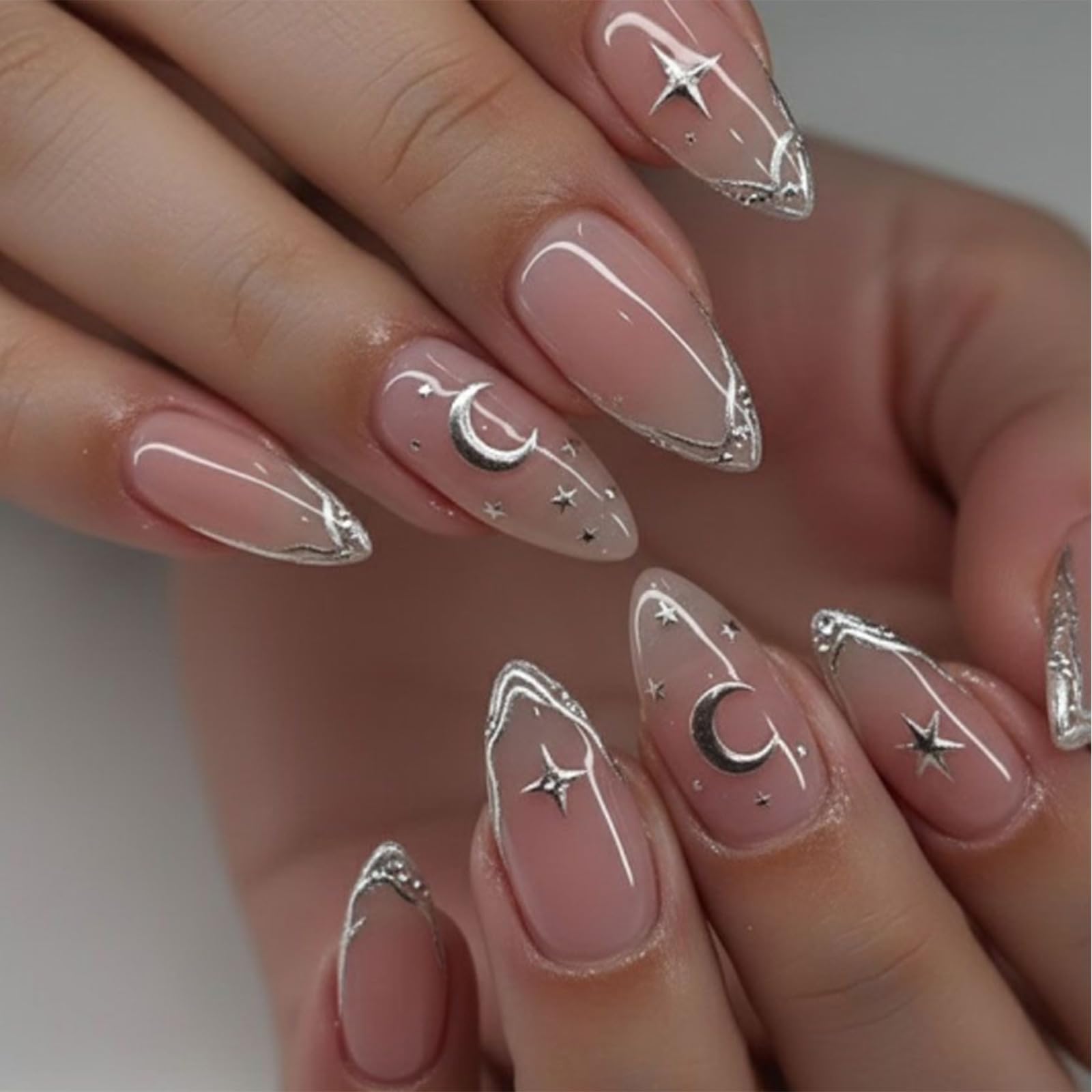 Press on Nails, 24 Uds. Uñas Falsas con Flores 3D de Color Rosa y Punta French, Uñas Artificiales Reutilizables con Brillo, Kit de Uñas para Mujeres — view 11