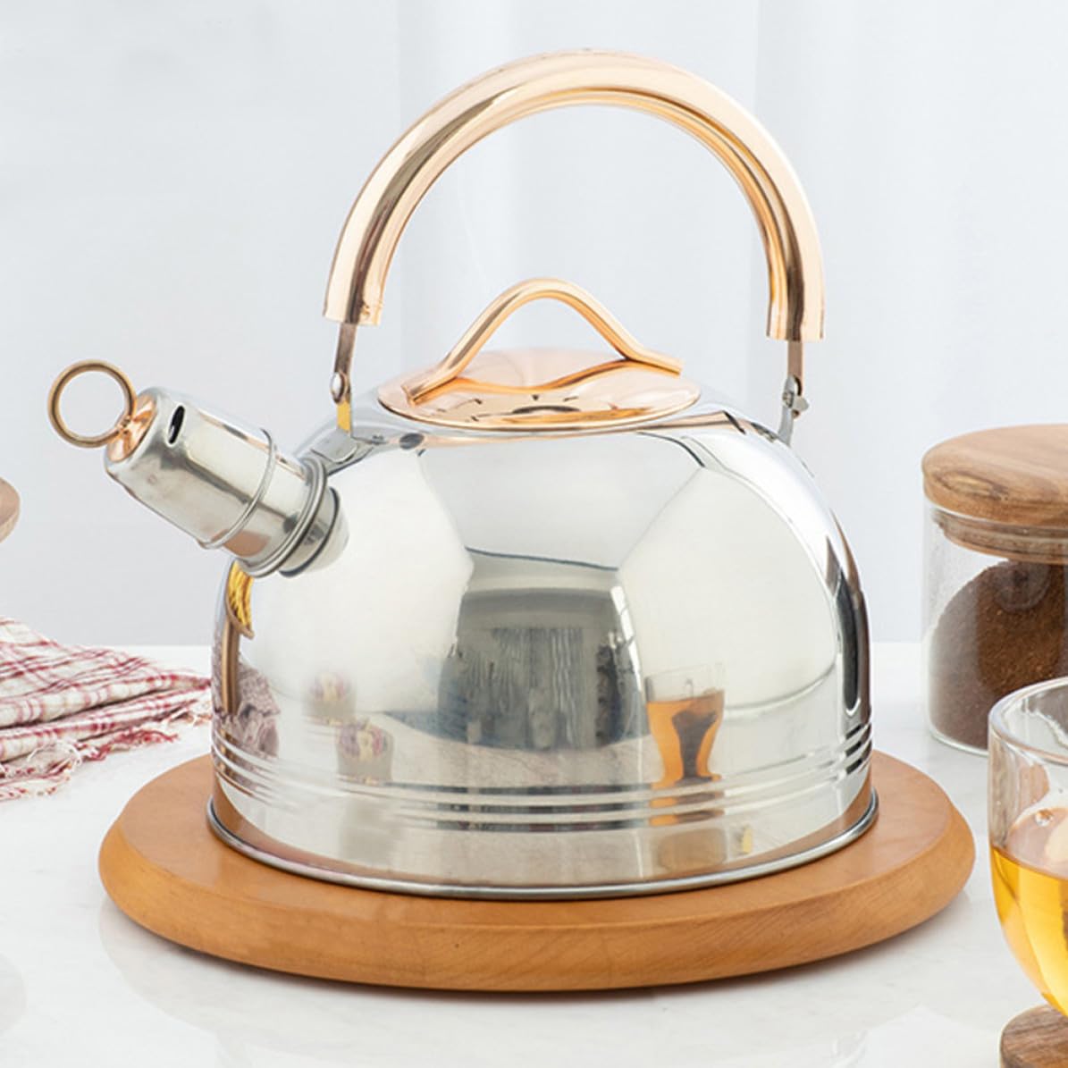 BESTOYARD Tetera Silbante para Hervir Agua Capacidad Grande de Acero Inoxidable y Diseño Seguro y Utensilio de Cocina Duradero en Cocina Práctica