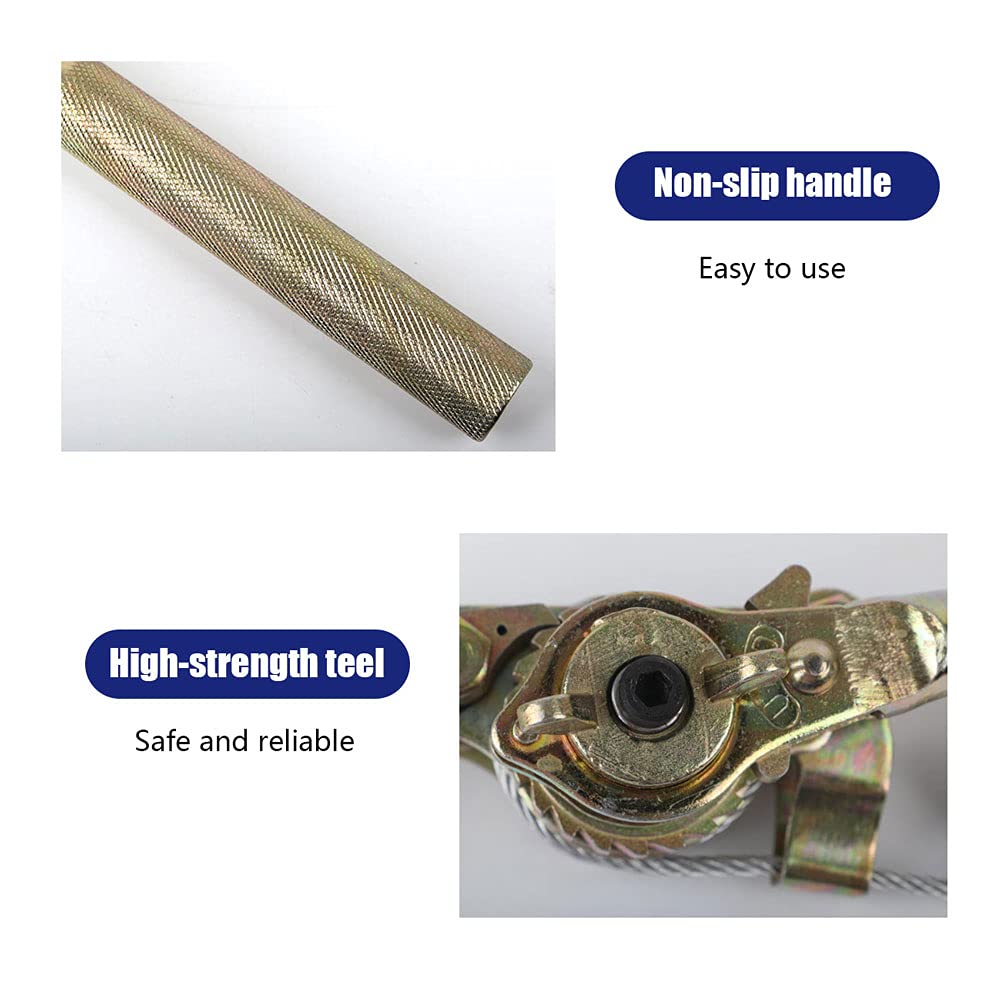 Handseilwinde Seilzug mit 2 Ratschen Drahtseil Ratsche Handwinde Handseilzug Gurtwinde Hand Power Puller FüR Wohnwagen, 2 Haken Design, Material Aus Legiertem Stahl