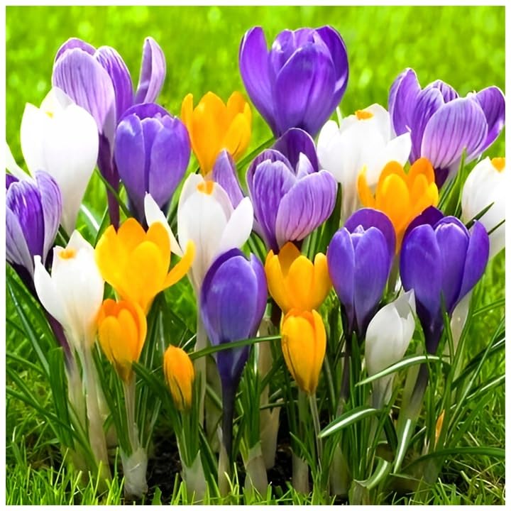 Großes Set Krokus Krokusse Mix 10 50 100 500 Stk. Blumenzwiebeln Zwiebeln Blütenfarben weiß, gelb, violett, gestreift Winterhart Mehrjährig (Mix 500 Stk.)