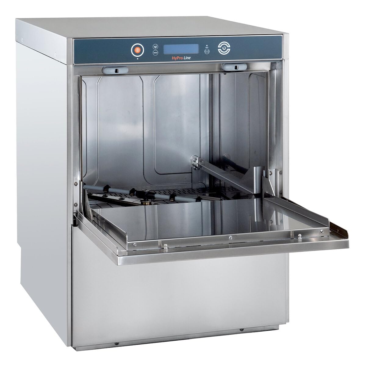 Geschirrspülmaschine HYPRO-GSM54SLE | Korb 50×50 cm | Gastro Geschirrspüler | Reiniger- & Klarspüldosierer | Ablauf- & Drucksteigerungspumpe | Enthärter | 400 V | Edelstahl | Made in Europe