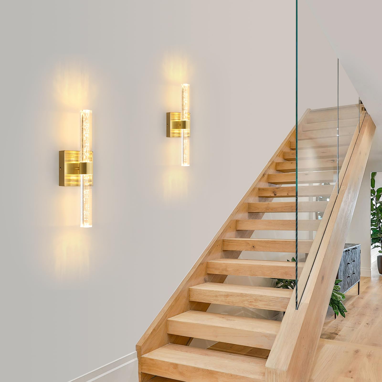Comely Applique LED da Parete Interno, 12W Oro Lampada da Parete Moderna, Regolabile 360° Lampada a Muro Illuminazione Interni per Camera da Letto Comodino Soggiorno Scale Corridoio