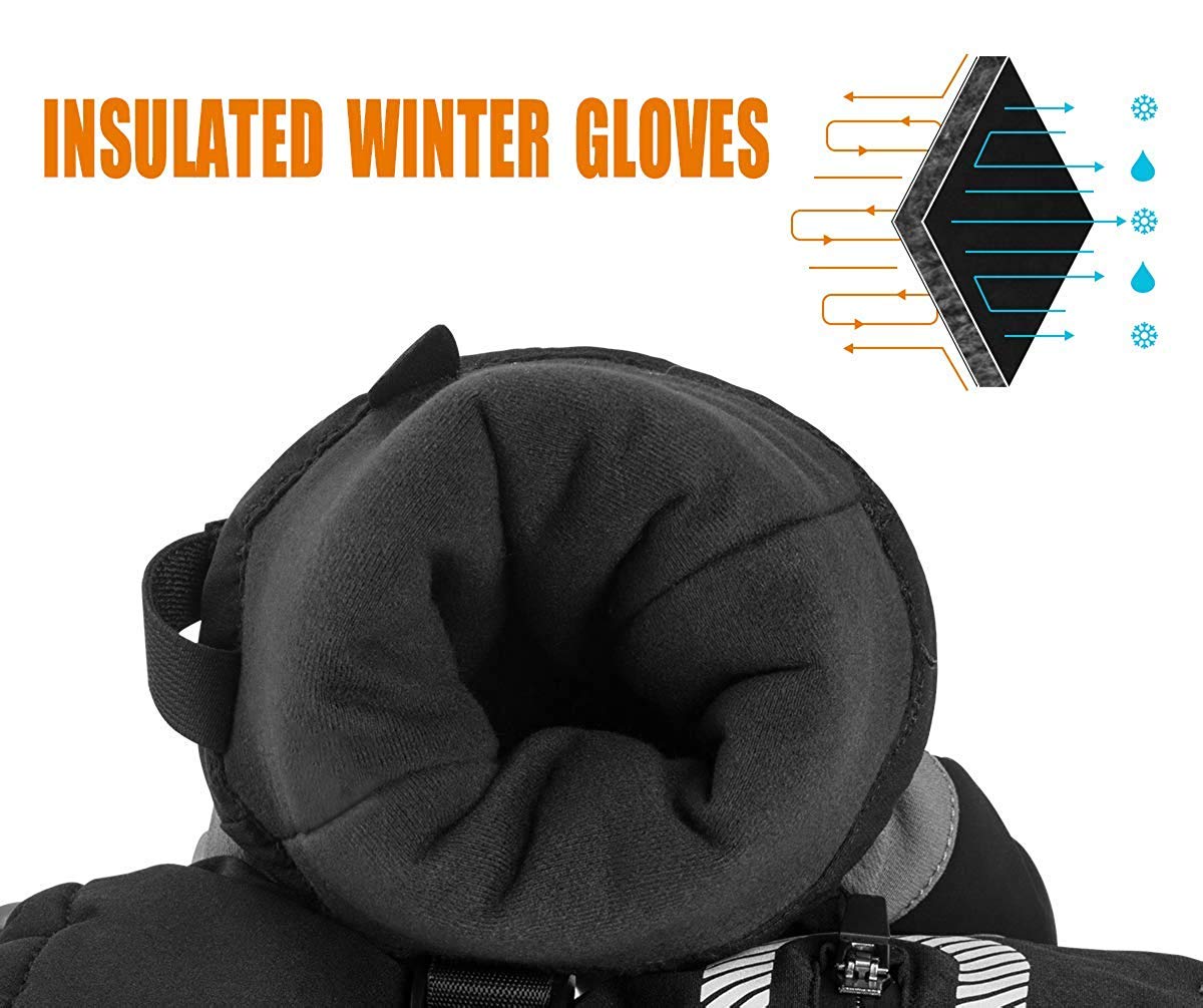 ROCKBROS Guantes de Esquí con Pantalla Táctil Invierno Térmicos Anti-Viento para Ciclismo Bicicleta Deportes, Unisex