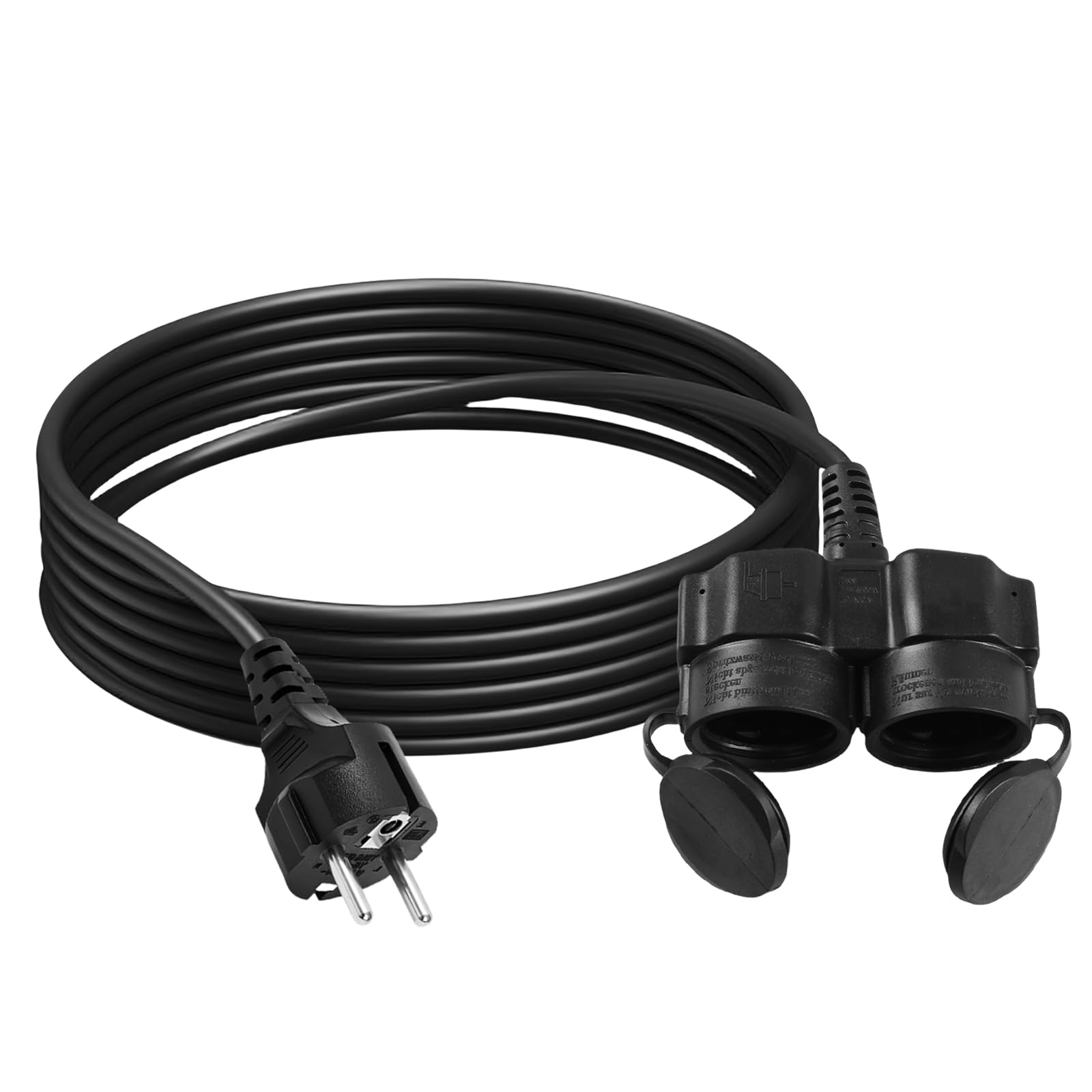 Cavo Di Prolunga Per Esterni 3m IP44: Doppia Presa Schuko, 3500W, Gomma Flessibile Per Giardino E Cantiere