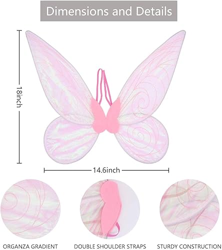 Miniatura 2 de IUUOQIWO Alas de hada alas de mariposa de princesa para niños niñas mujeres disfraz de Halloween