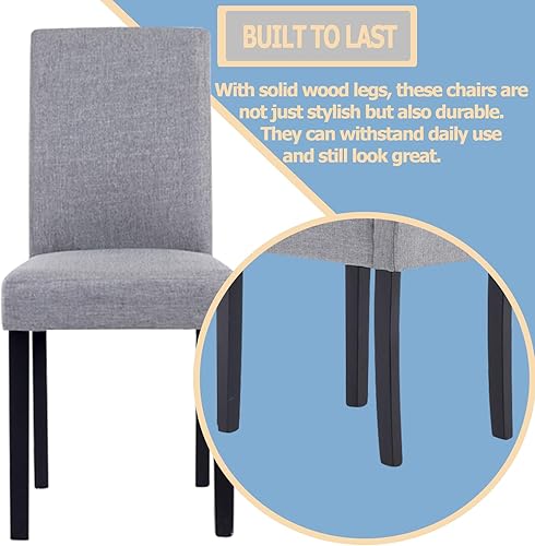 Miniatura 5 de Juego de 2 sillas de comedor, cómodas sillas de cocina con asientos acolchados gruesos y patas de madera maciza, ideales para sala de estar,