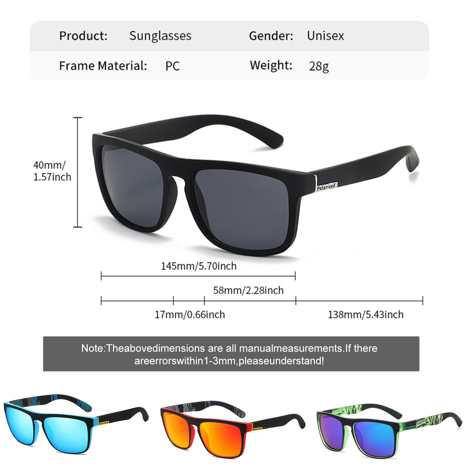 4 Pares Gafas de Sol Hombre Polarizadas, Gafas Polarizadas Pesca, Protección UV400 Polarized Sunglasses para Conducir, Pesca, Ciclismo