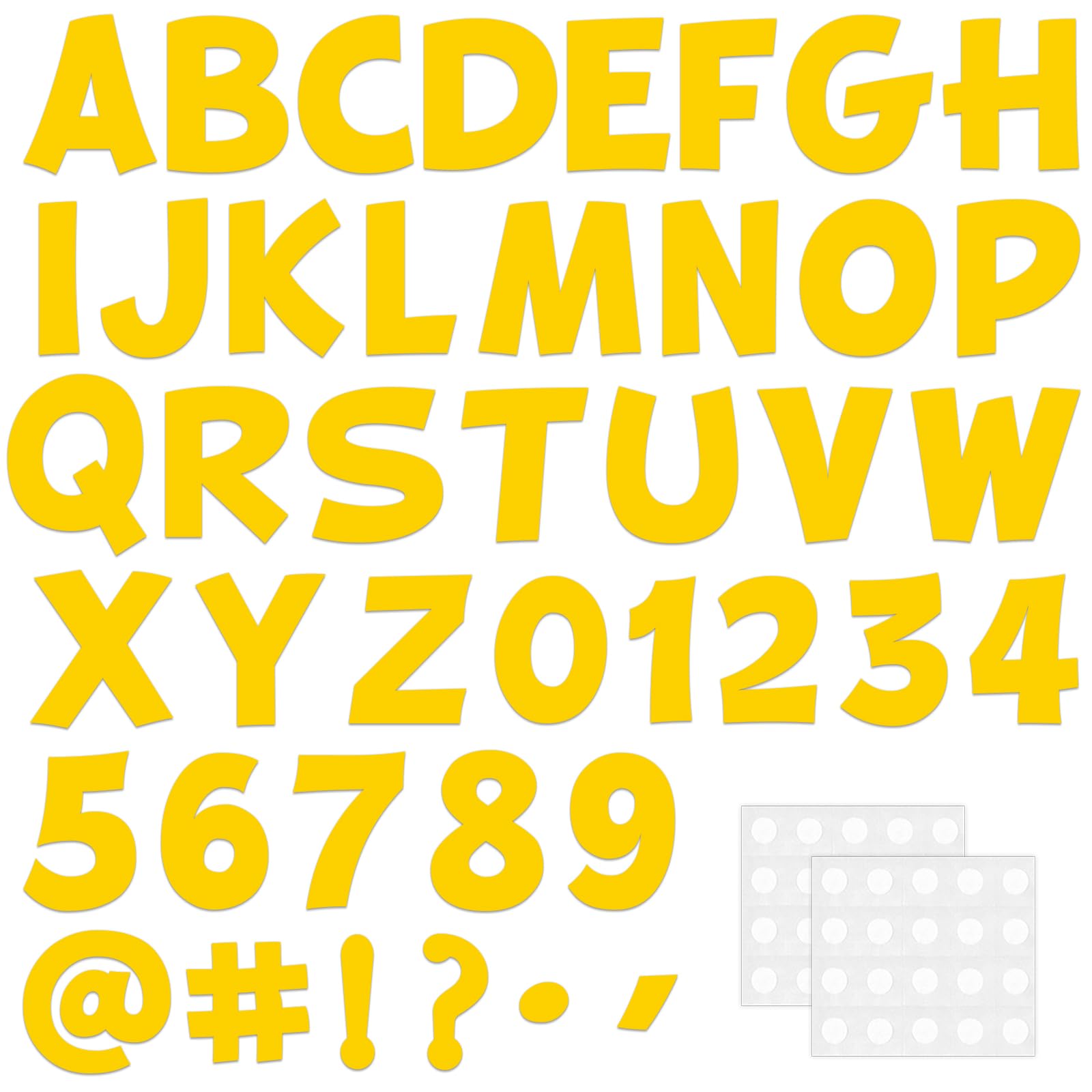 270Pcs 3In Bulletin Board Paper Letters and Numbers, Capital Letters, Numbers, Punctuation Card Stock Punch Out Letter for Classroom Poster Bulletin Board Window Door Home Decor Mailbox Sign, Yellow