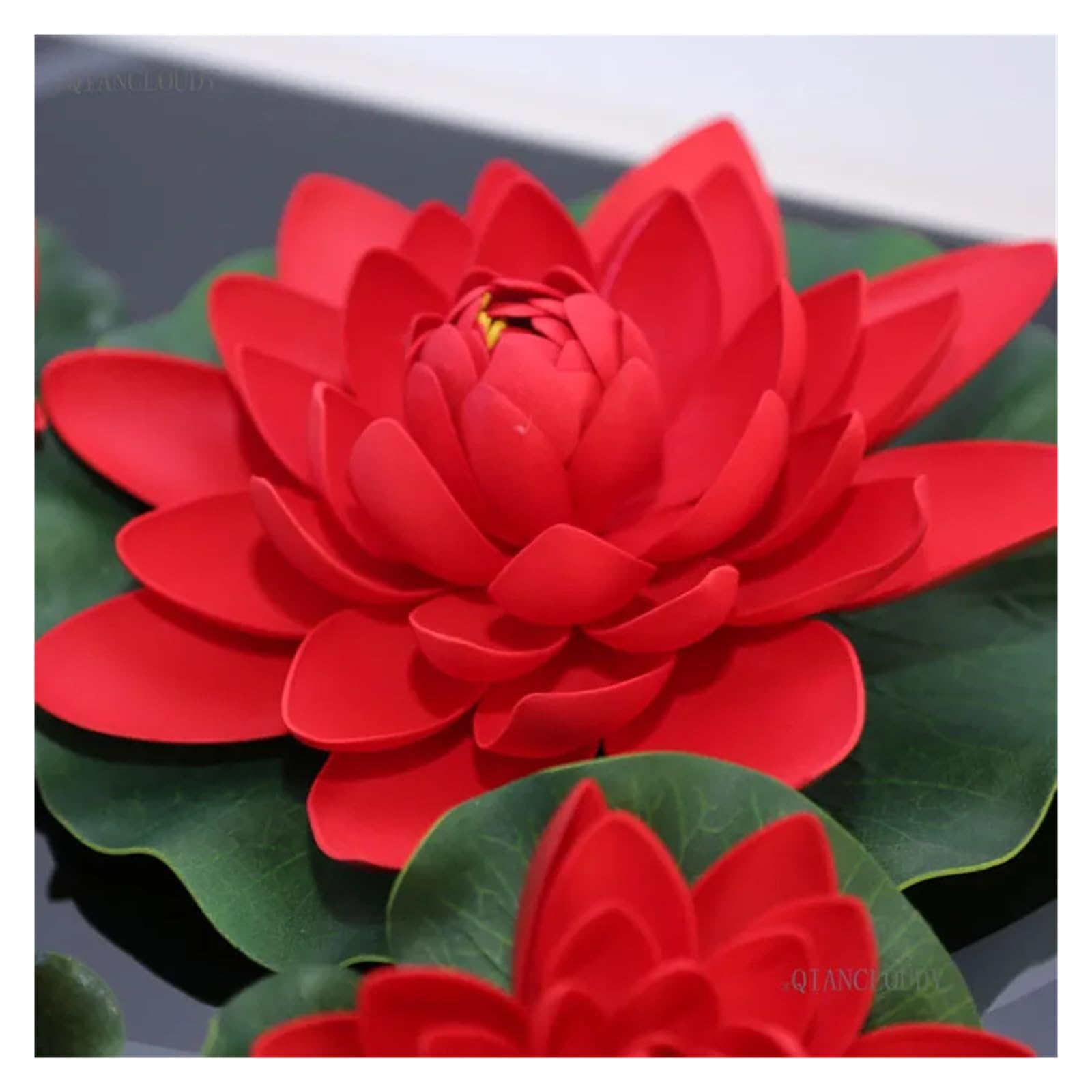 DUNSBY Artificial Lotus Artificial RED Lotus Leaves flowers Water Lily fake ponds swimming Floating Pool home garden Plants Wedding(C44)