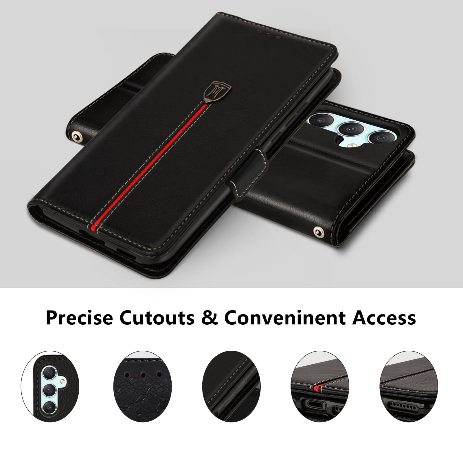 MAMA MOUTH Cover per Samsung Galaxy A55 5G, Custodia Flip Pelle Portafoglio, Magnetica Libro Slot Schede A55 Cover, Silicone TPU Bumper Wallet Supporto Antiurto Case Per Galaxy A55 Nero