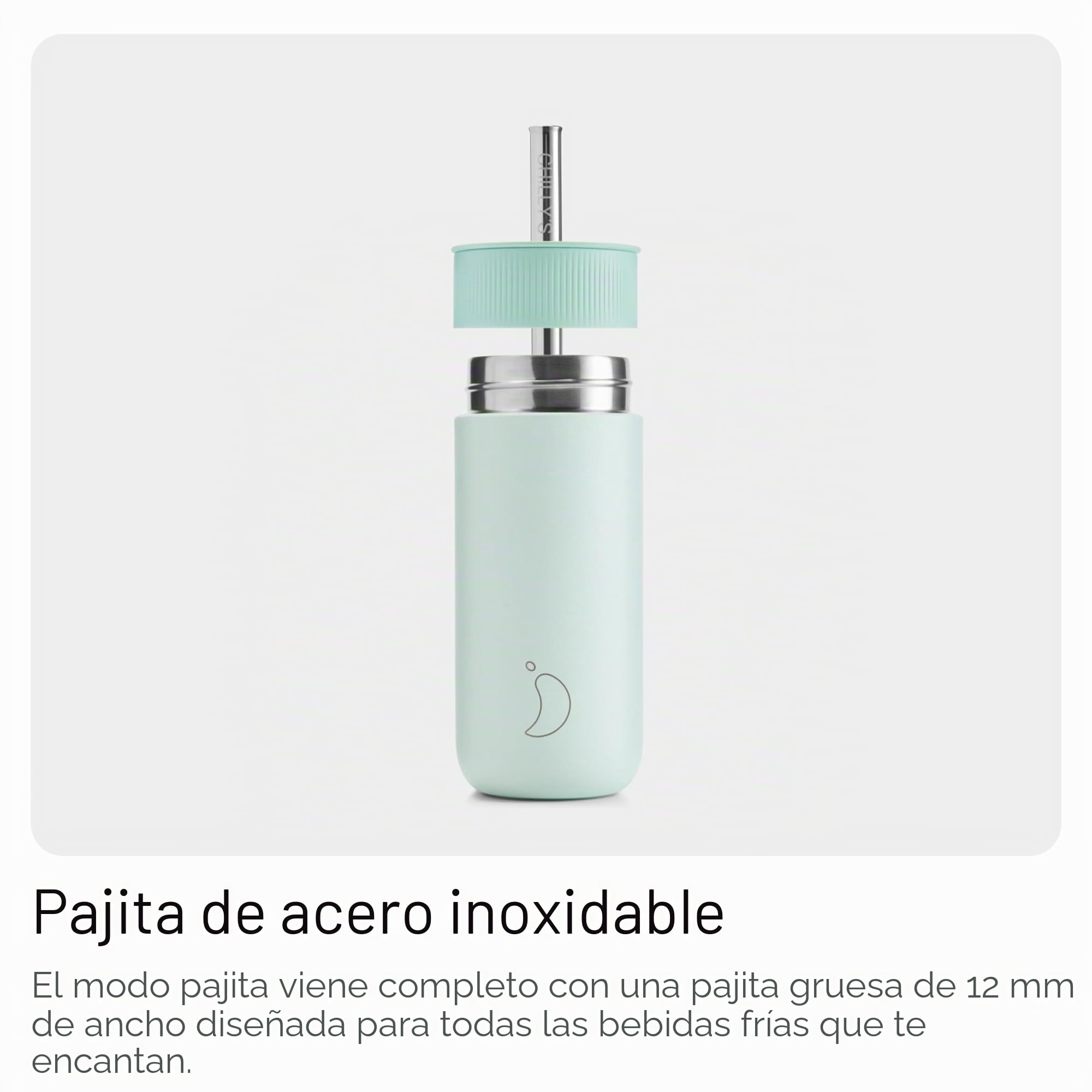 Chilly's Switch - Vaso Switch de acero inoxidable sin BPA con pajita incorporada para batidos y tés - Doble pared, aislado al vacío - Lichen Green, 500ml