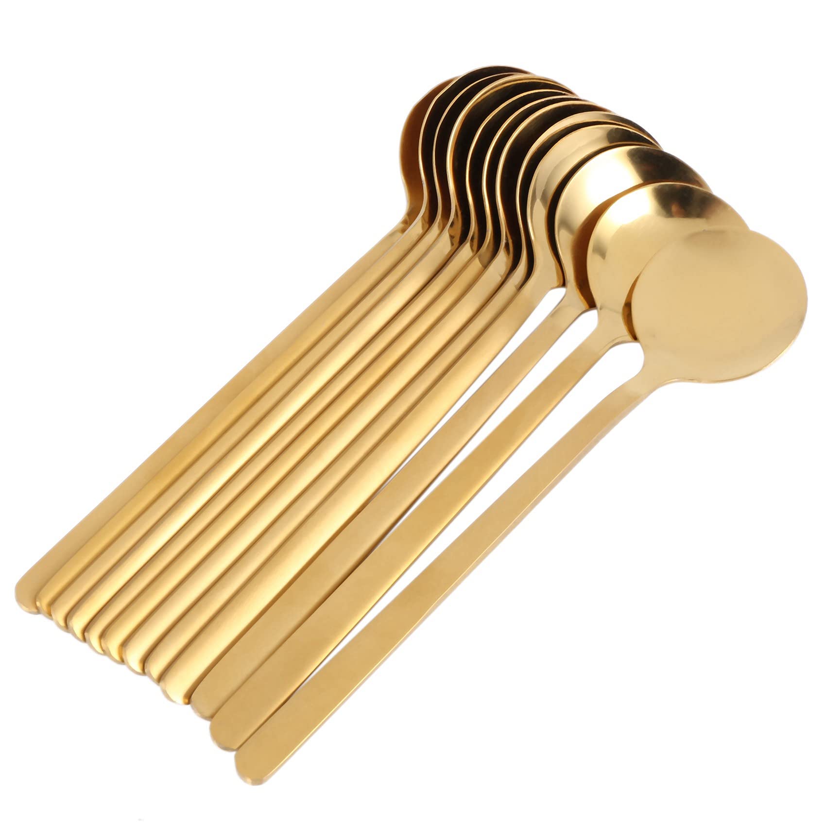 Juego de 72 cucharillas de café redondas de acero inoxidable, mini cucharas de té, azúcar, postre, helado, cucharilla de sopa, accesorios de cocina (dorado)