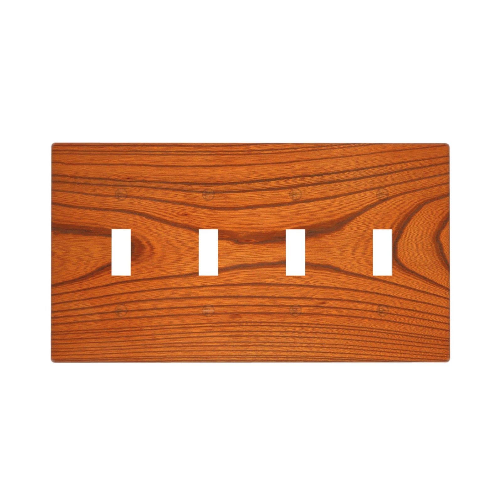 Rustic Wood Pattern Quad Toggle Light Switch Cover Wall Plate Decorative 4 Gang Faceplate Decor Bedroom Kitchen Farmhouse 4.50" x 8.00" Brown