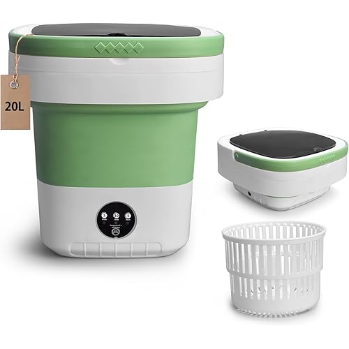 Portable Washing Machine, 20L Foldable Mini Washer and Dryer with 3 Modes Deep Cleaning, Upgraded Small Collapsible Laundry for Hotel, Apartment, Home and Travel