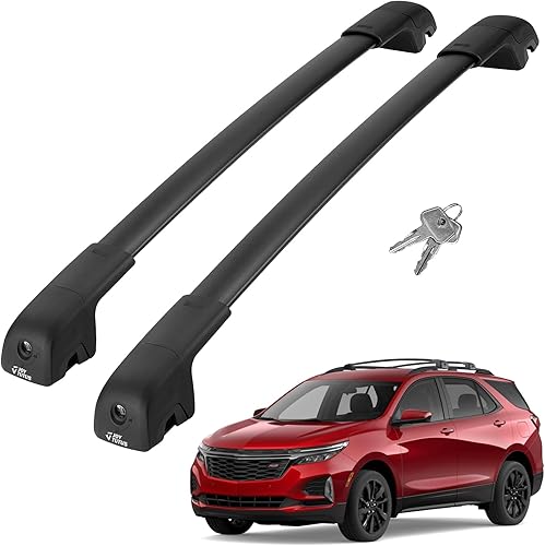 JOYTUTUS Portaequipajes antirrobo para el techo del coche compatible con Chevy Equinox y GMC Terrain 2018-2024 con rieles laterales, barra