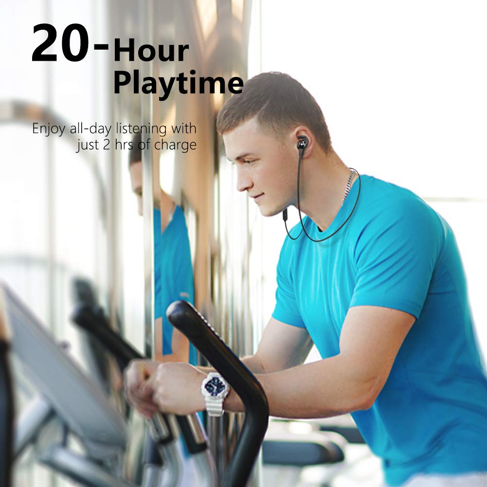 UXD Cuffie Bluetooth, Auricolari Bluetooth Senza Fili, Auricolari Bluetooth con CVC 8.0 Microfono Incorporato, 20 Ore di Tempo di Utilizzo, IPX7 Impermeabili, Cuffie Bluetooth Sport (Nero)