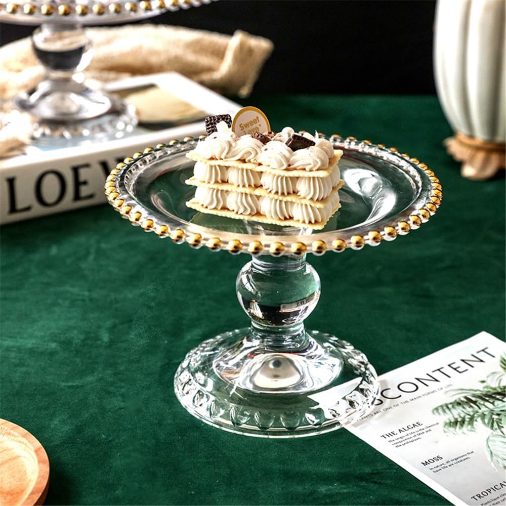 Kuchenständer ServierStänder Gold-umrandeten Kuchen Stehen Perlen Hohe-fuß Platte Obst Dessert Tablett Hochzeit Party Display Tortenständer