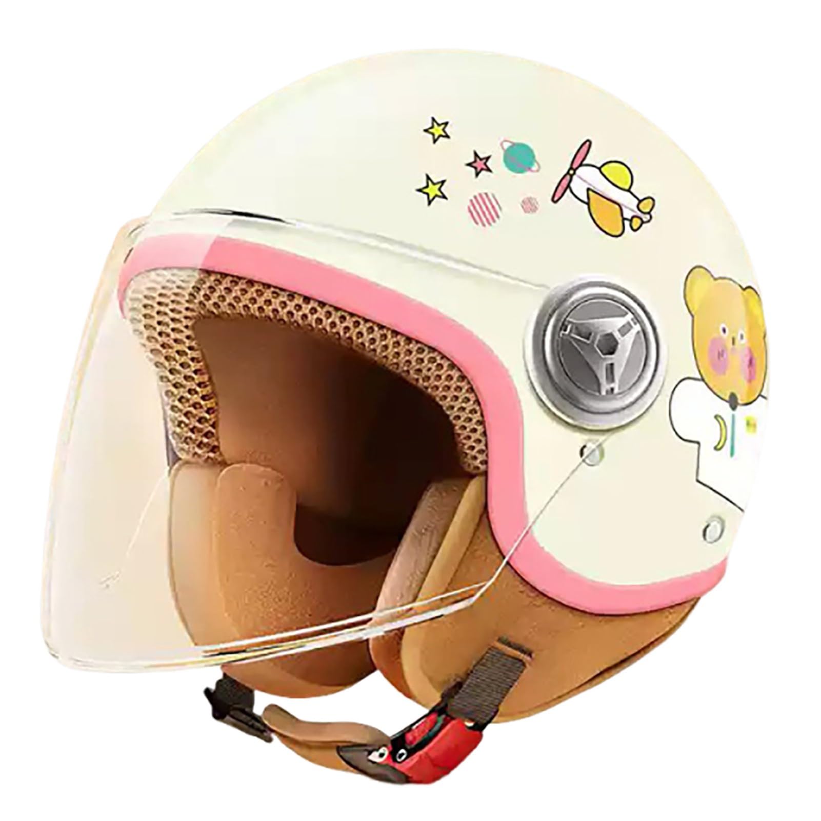 Casco Moto Per Bambini, Scooter, Casco Jet Con Visiera Parasole, Scooter Per Ragazze, Ciclomotore Per Ragazzi, 48-55 Cm, Per Bambini 3-15 Anni