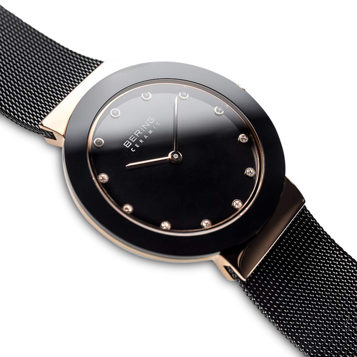 Bering Damen Quarz Uhr | Armbanduhr 35 mm Edelstahlgehäuse und Zifferblatt | Milanaisearmband | Saphierglas | 5 ATM | 11435