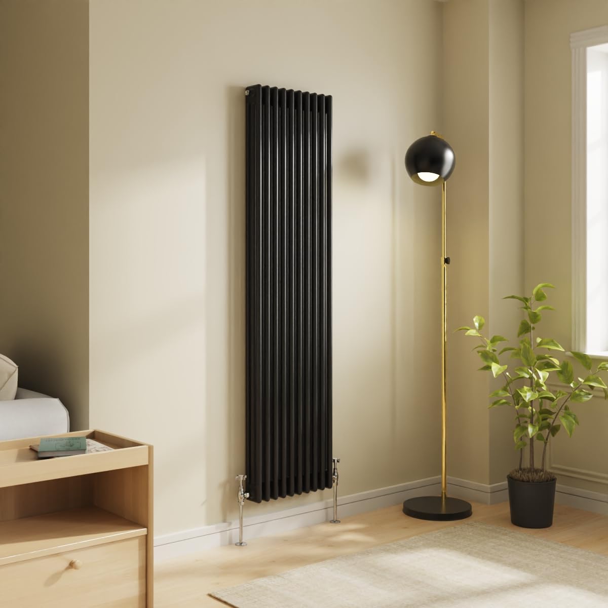Nrg Black 1800 X 470Mm Traditional Cast Iron Style Radiator 3 Column