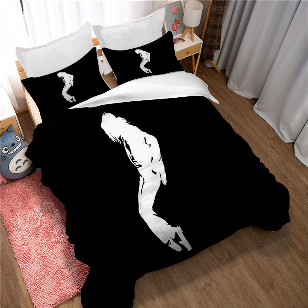 Juego De Cama De Michael Jackson, Funda Nórdica, Juego De Cama, Edredón Y Fundas De Almohada De Microfibra Aficionados Impresos ((150x200cm)-Cama de 90,Estilo 03)