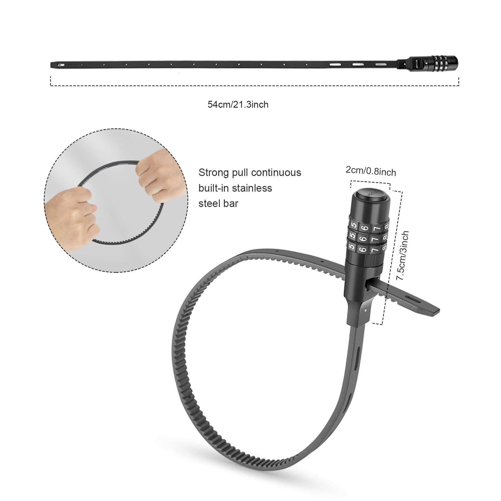 Antivol Vélo à Code NIXRET | Cadenas à Combinaison 3 Chiffres | Pour Casque, Scooter, Valise | Câble Acier Inox