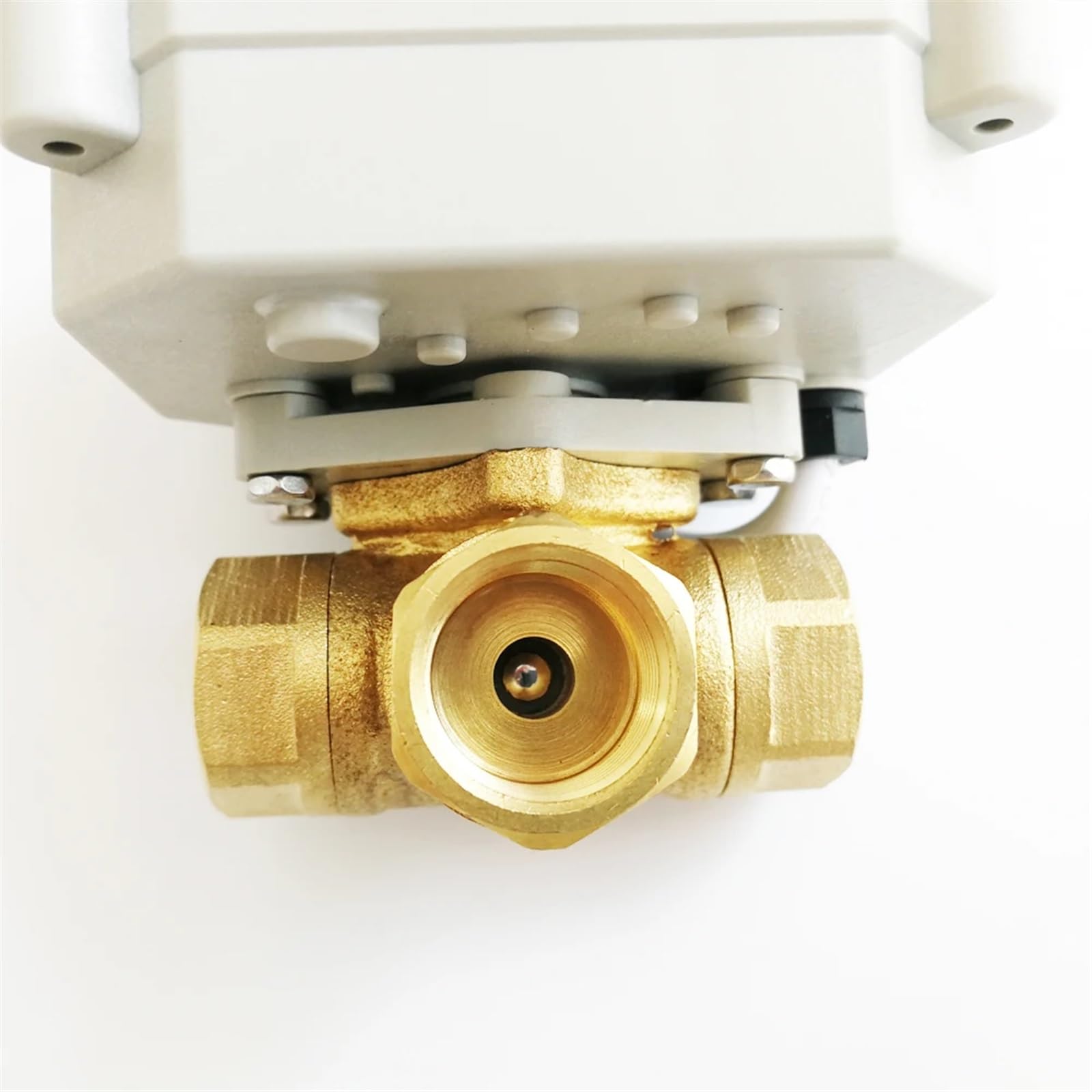 TF10-BH3-C 3/8'' DC12V lub DC24V 3-drożny mosiężny elektryczny zawór kulowy ze wskaźnikiem położenia do hydrauliki DN10 (12VDC-CR201, otwór L)